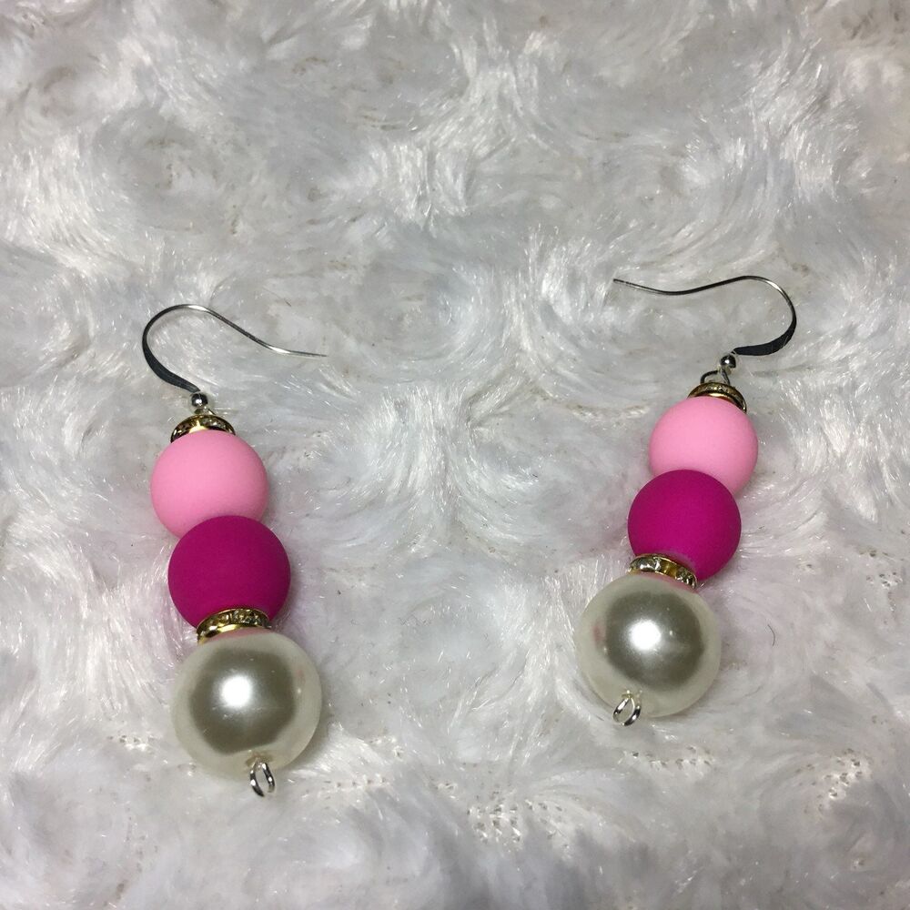 Matte Cotton Candy Fuschia Dangle Earrings